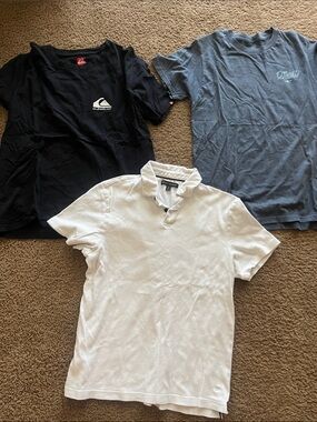 Quiksilver Black Logo Chest Tee, br collar shirt size small, oneill size medium